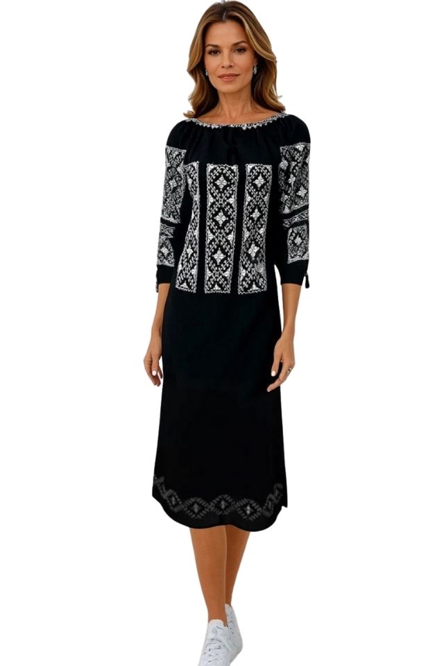 Rochie dama casual R11D, negru/bej