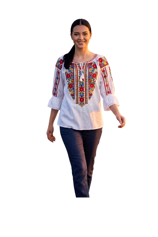 Bluza dama IL26 alb/galben