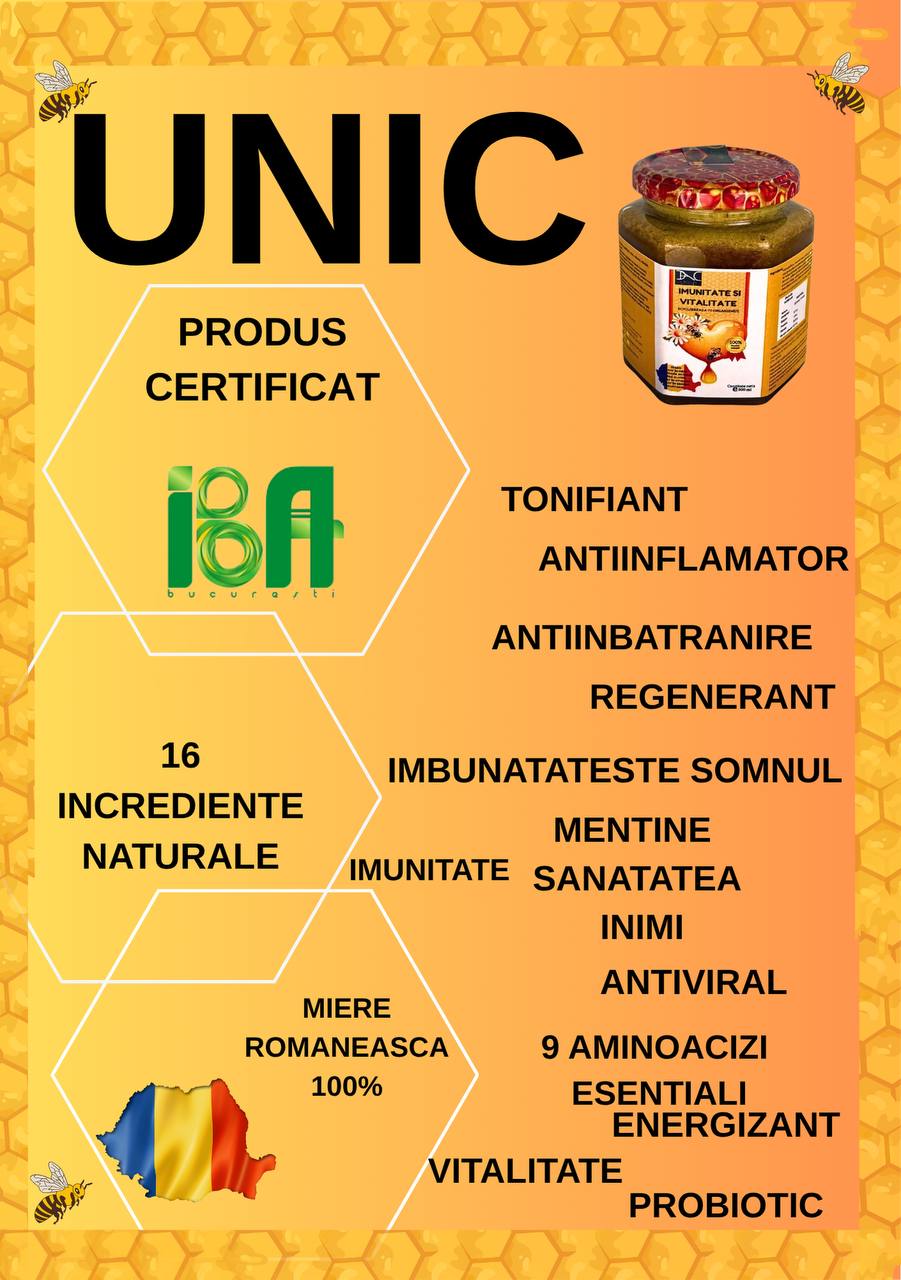 Miere DAC shop cu 16 ingrediente naturale, energizanta, 500g