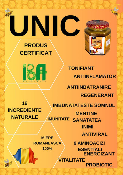 Miere DAC shop cu 16 ingrediente naturale, energizanta, 500g