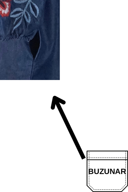 Rochie traditionala dama R, albastru/rosu
