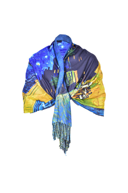 Fular tip esarfa pictata 2, Dacali, casmir ,03 albastru