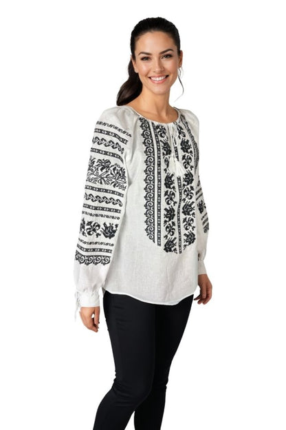 Bluza dama O25 alb crystal/negru