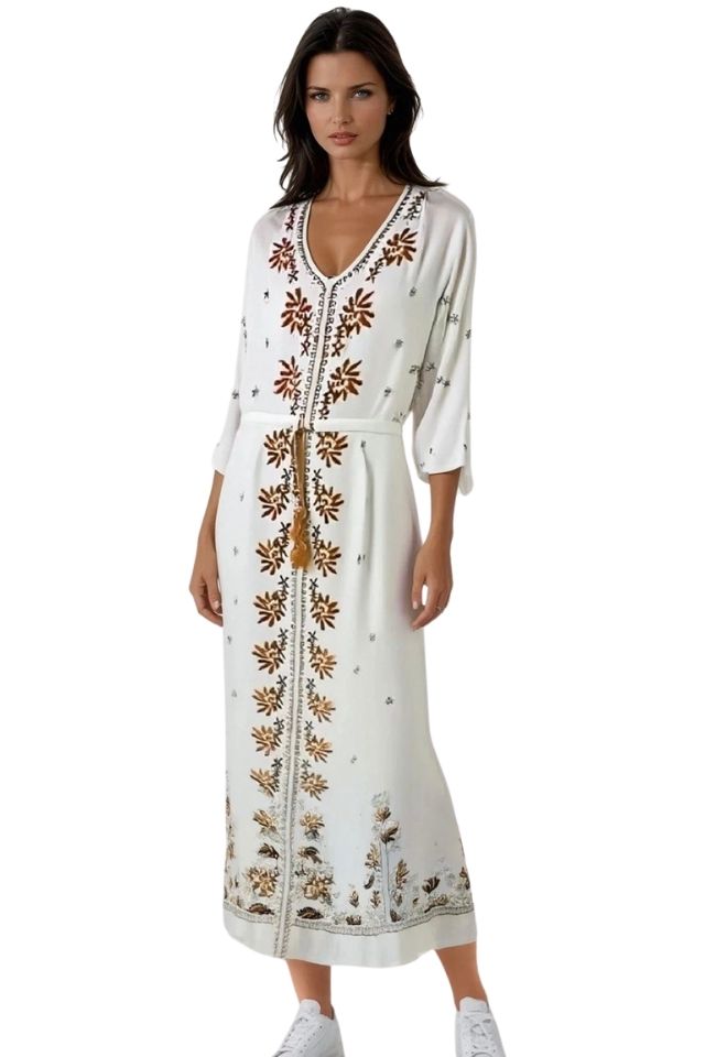 Rochie dama casual RL24, alb crystal/crem