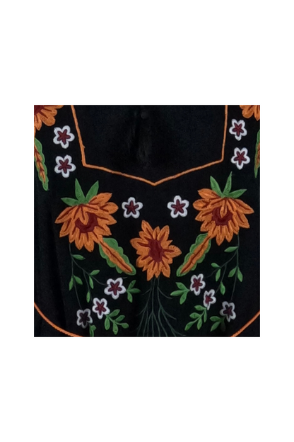Rochie traditionala dama R, negru mahon/portocaliu