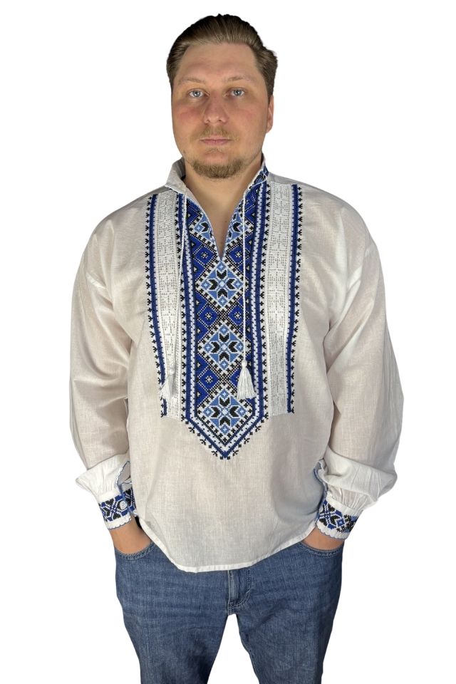 Ie barbati CPB alb/bleu