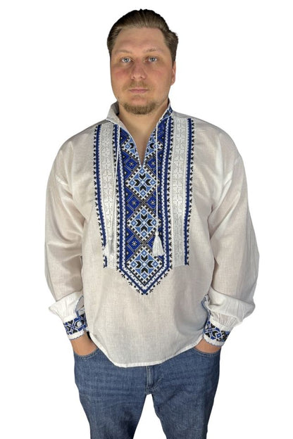 Ie barbati CPB alb/bleu