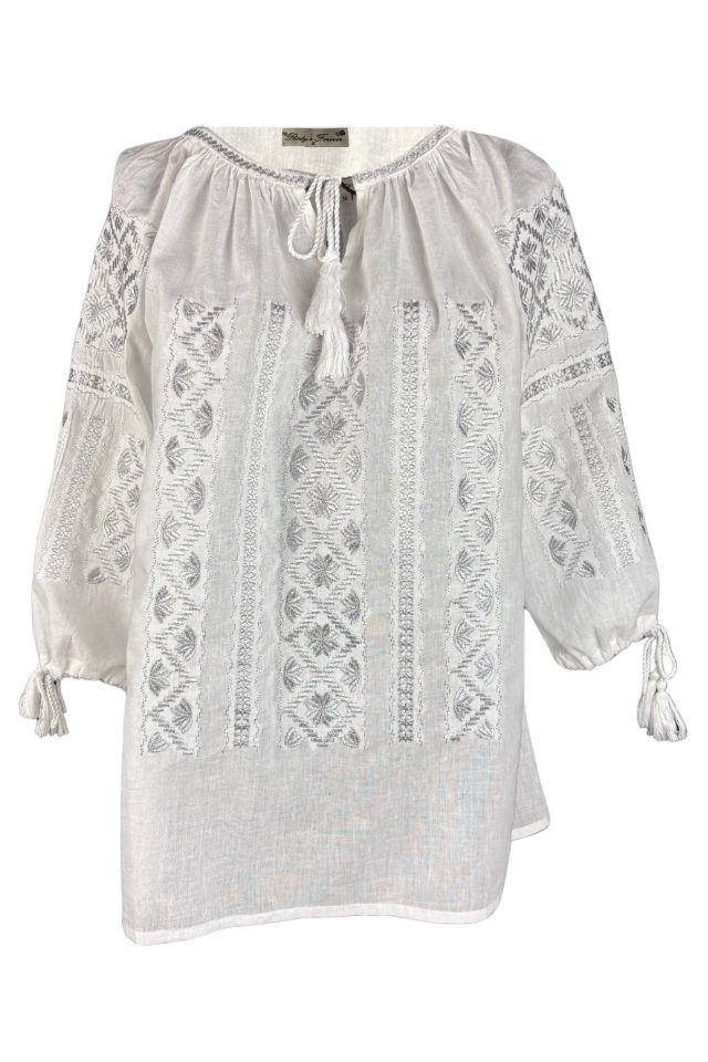 Bluza dama tip ie R256  alb/argintiu
