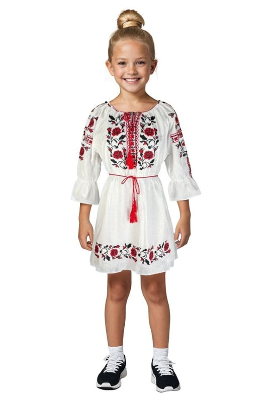 Rochie fete CPC alb/rosu