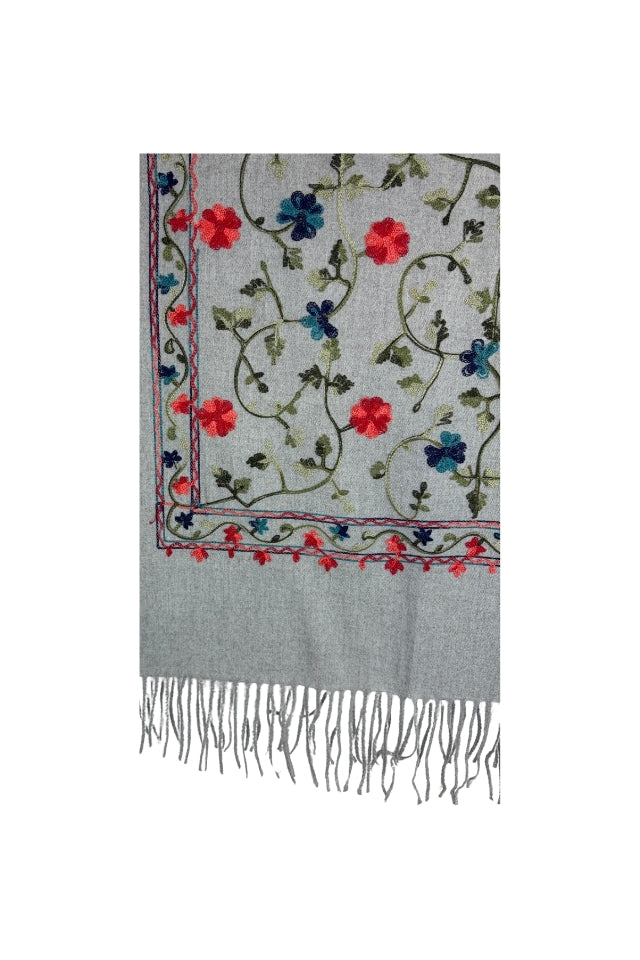 Fular dama de lux brodat colorat gri