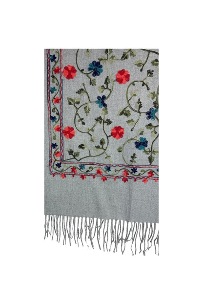 Fular dama de lux brodat colorat gri