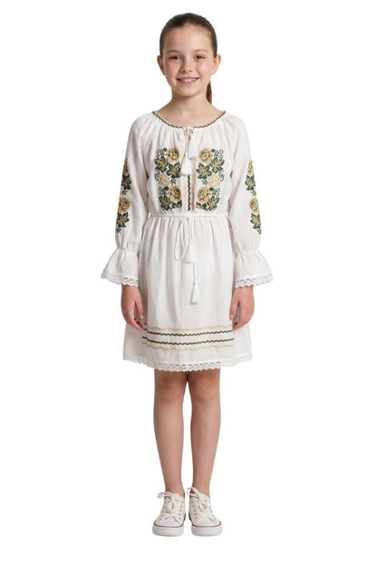 Rochie fete F26 alb/bej