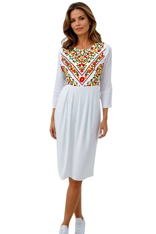 Rochie dama casual RD2, alb/portocaliu