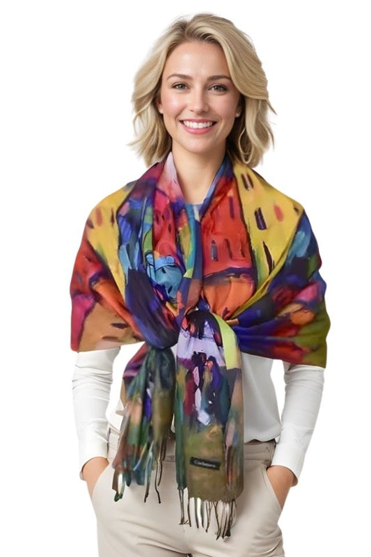 Fular tip esarfa pictata multicolor 1 , Dacali, casmir, 02 galben/oranj
