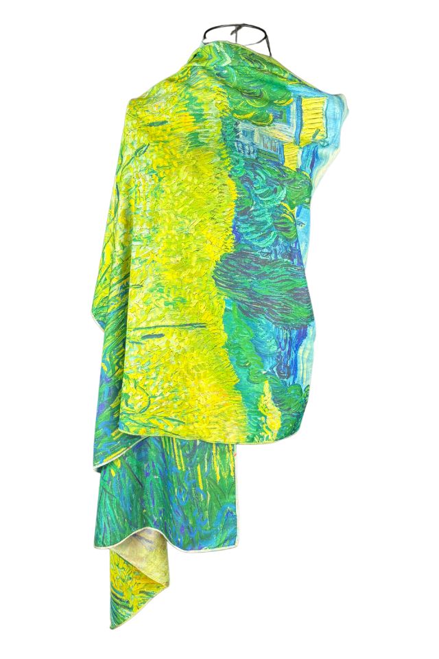 Esarfa tip sal cu 2 fete, verde/galben