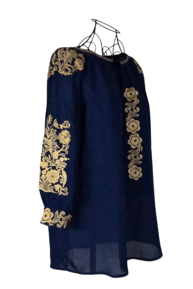 Bluza tip ie traditionala dama DEC, bleumarin/auriu