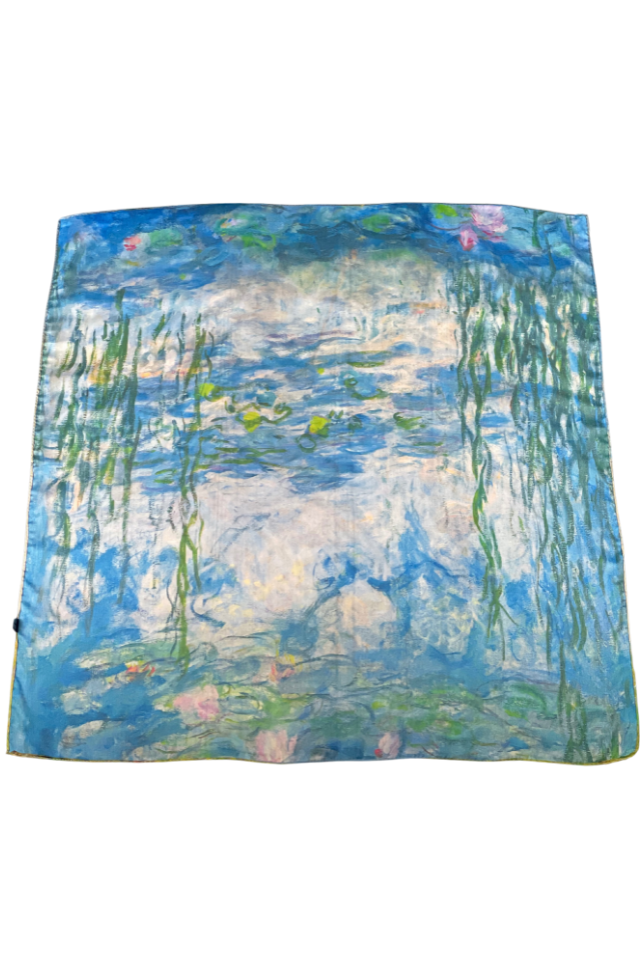 Esarfa patrata FU dama, albastru deschis/galben, 70x70 cm