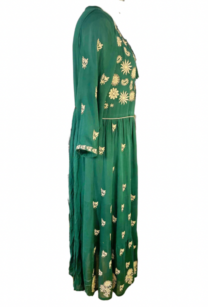 Rochie dama casual, verde/crem