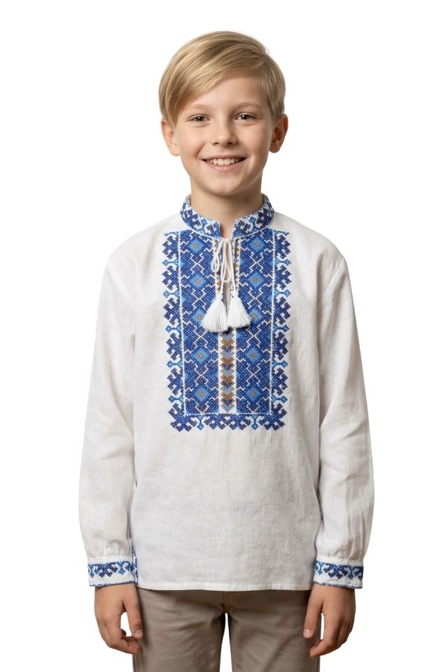 Bluza baieti CB126 alb/albastru