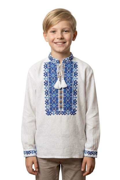 Bluza baieti CB126 alb/albastru