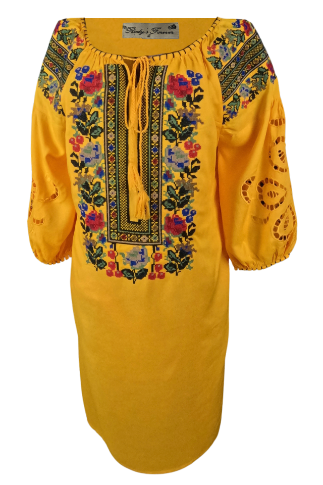 Rochie traditionala dama R, galben