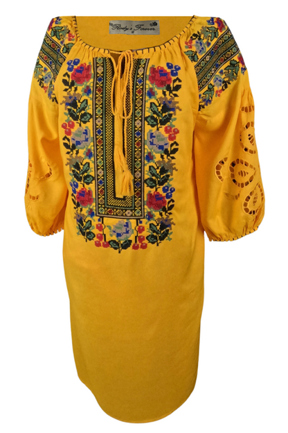 Rochie traditionala dama R, galben