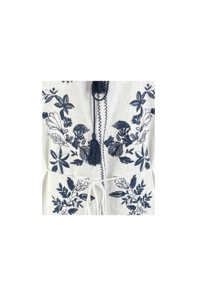 Rochie traditionala dama R25 alb/albastru