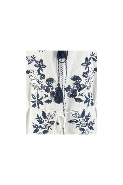 Rochie traditionala dama R25 alb/albastru
