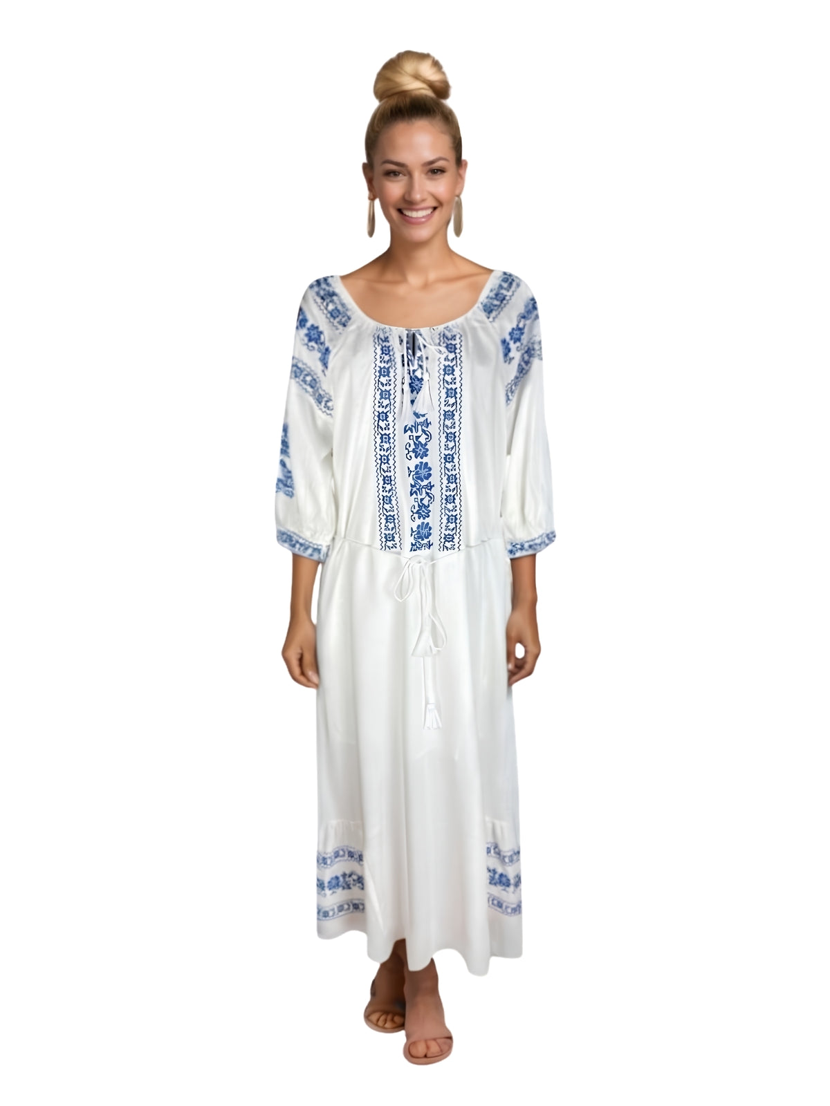 Rochie dama S25 alb/albastru