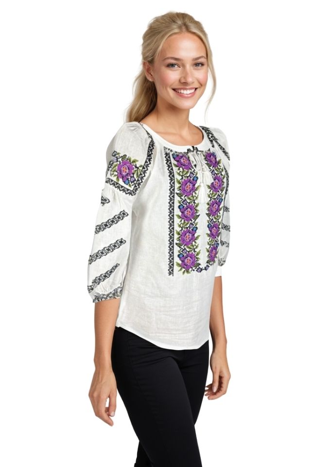 Bluza dama O25 alb/mov
