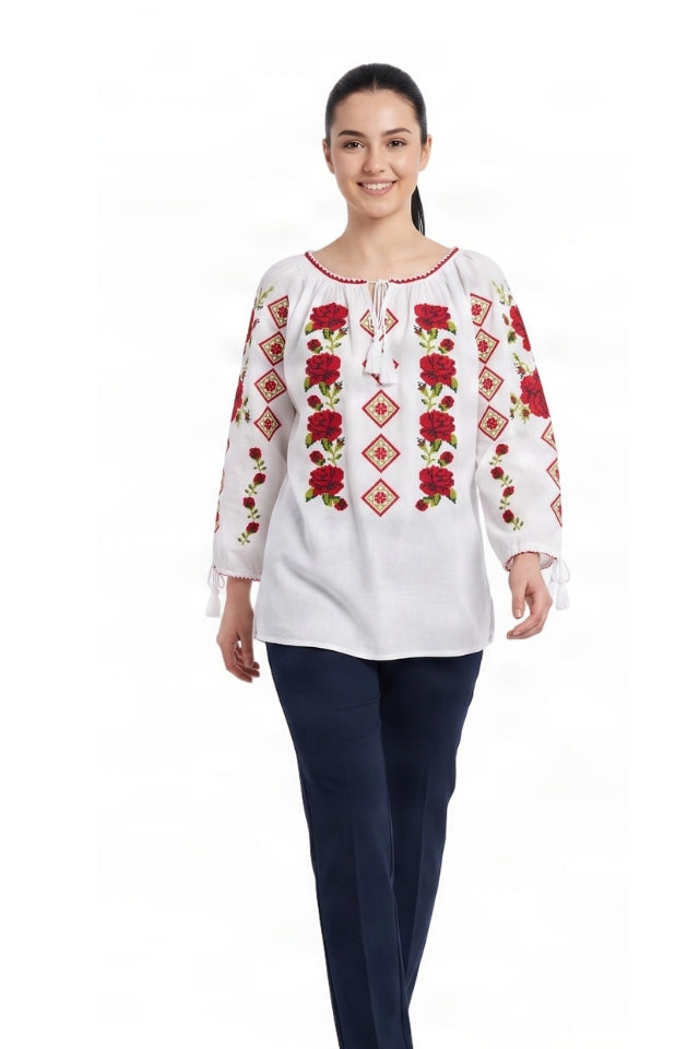 Bluza dama SE26F alb/rosu