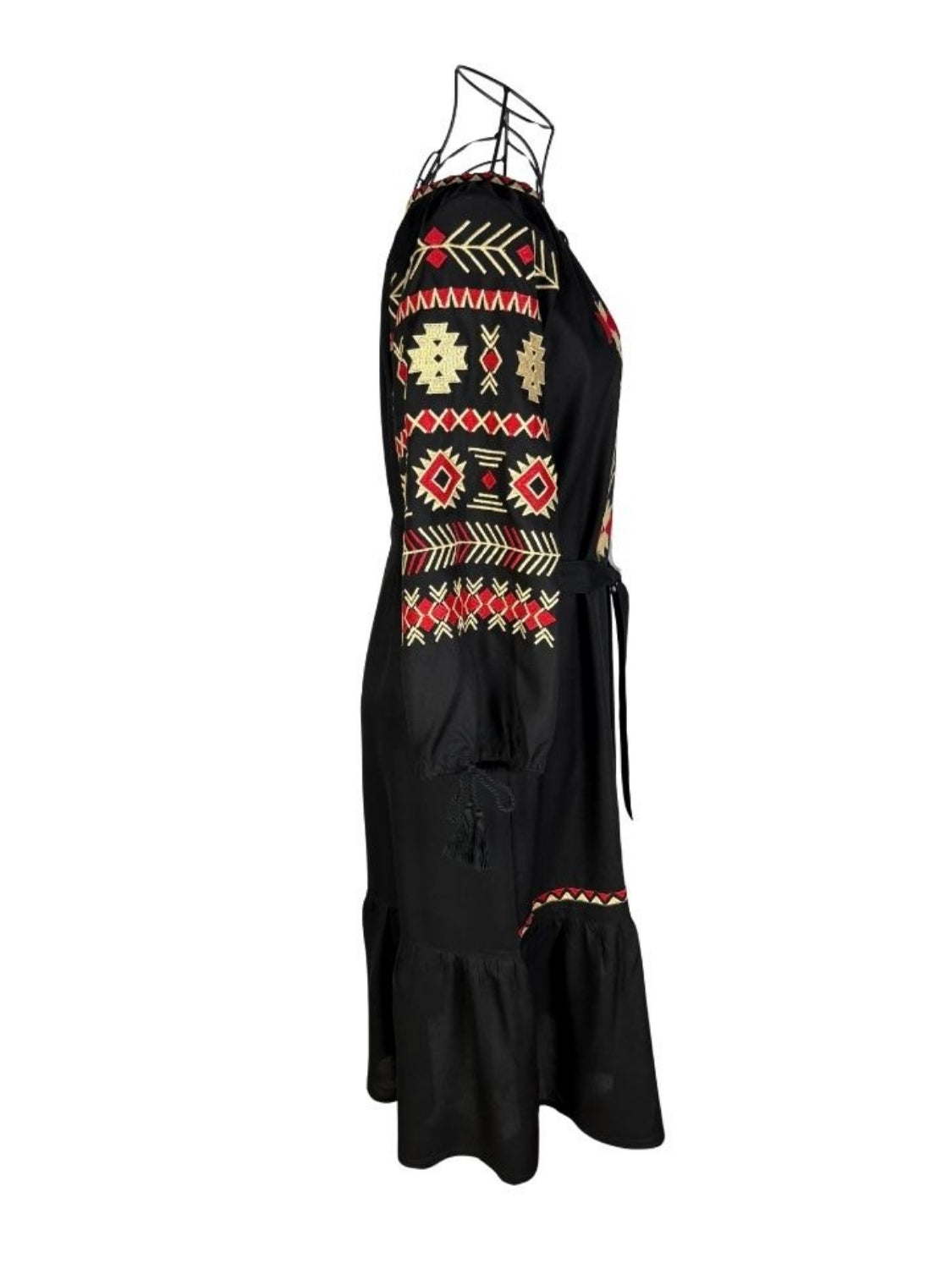 Rochie traditionala dama R25 negru/rosu