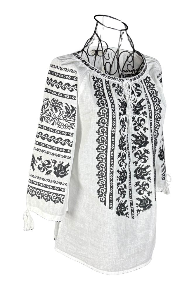 Bluza dama RS25 alb/negru mahon