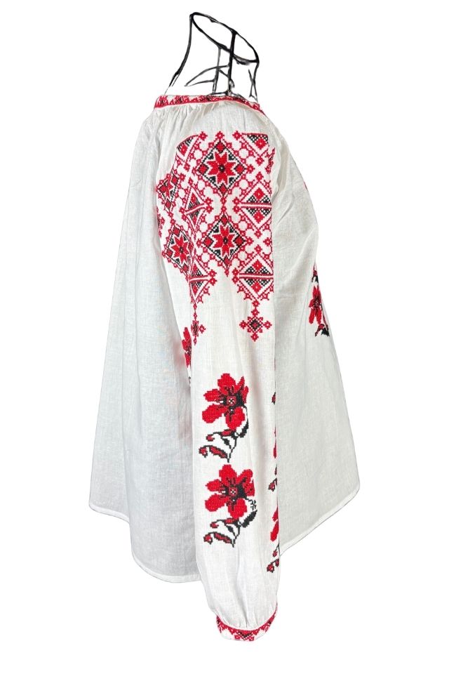 Bluza dama tip ie I26 alb/rosu