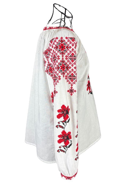 Bluza dama tip ie I26 alb/rosu