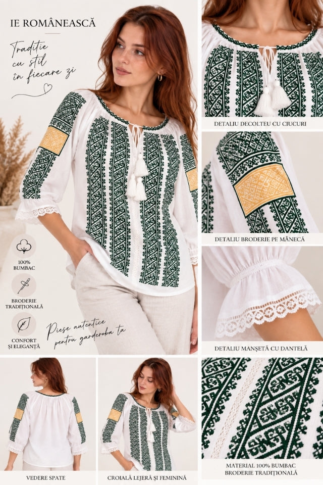 Bluza dama SE26F alb/verde