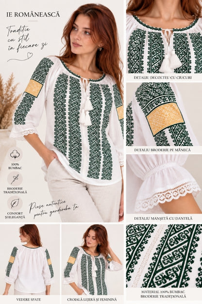 Bluza dama SE26F alb/verde