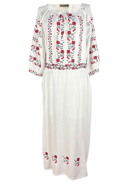 Rochie dama casual RL25 alb/rosu