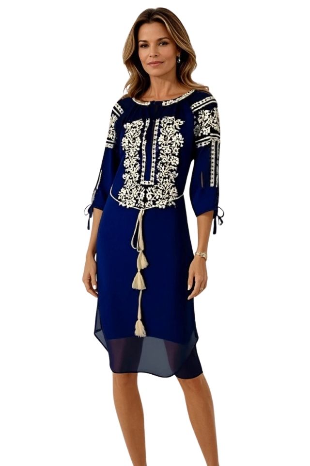 Rochie dama bleumarin/bej