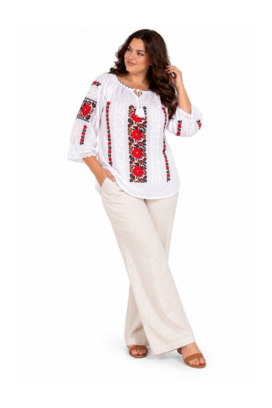Bluza dama OG26 alb/galben