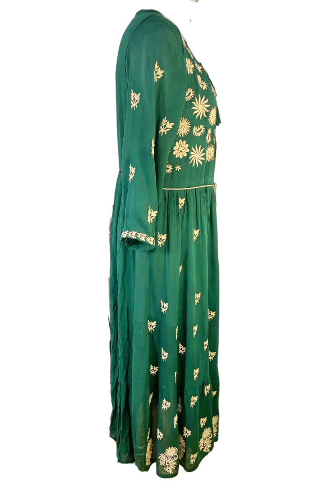 Rochie dama casual, verde/crem