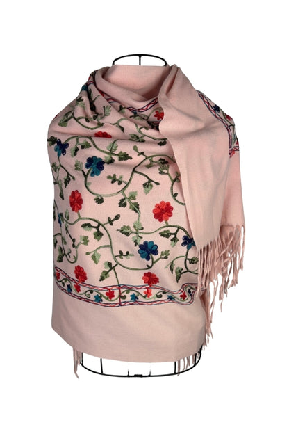 Fular dama de lux brodat colorat roz