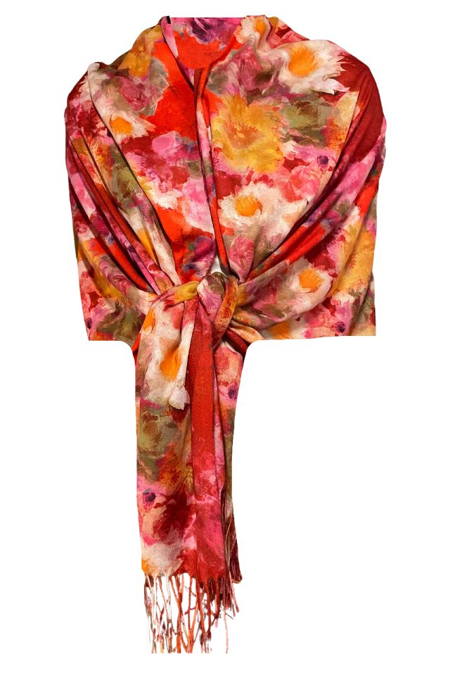 Fular casmir dama F, Dacali, visiniu inchis, 180 x 70 cm