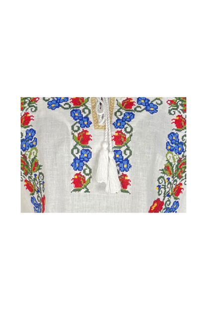 Bluza tip ie dama B23, alb creta/verde