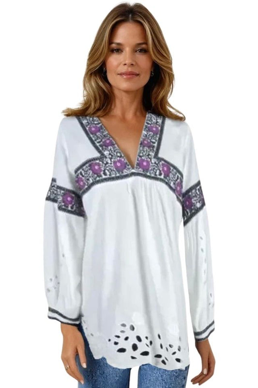 Bluza tip ie dama ML185 alb/mov