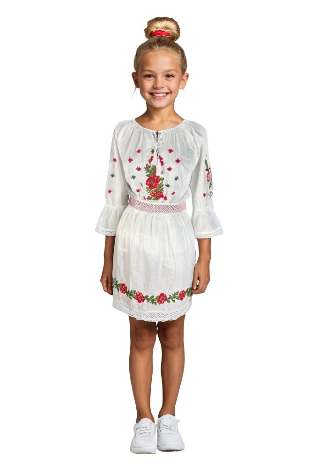 Rochie fete tip costum CPC alb/bej