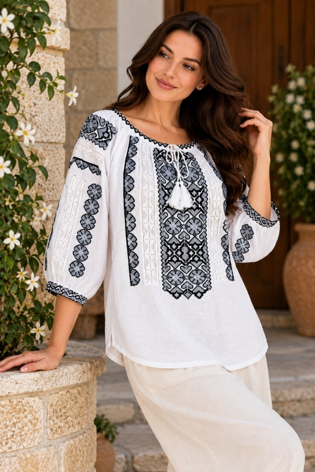 Bluza dama SE26F alb/gri