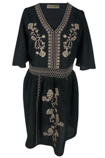 Rochie traditionala dama R, negru/bej