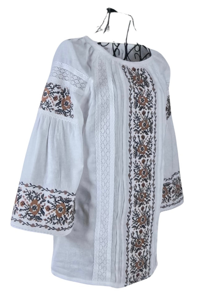 Bluza tip ie dama B23, alb neted/gri