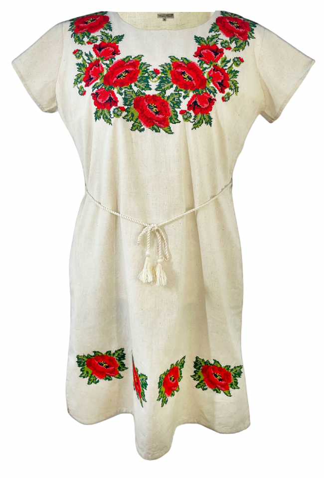 Rochie casual dama R777,  bej/rosu